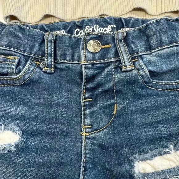 Cat & Jack jeans + Tommy Hilfiger beige moc turtle neck L/S shirt size 2T - Picture 3 of 15